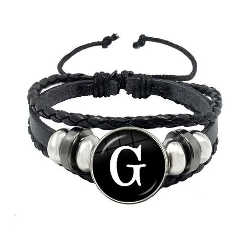 Bracelet À Corde Avec 26 Lettres, En Cuir Et Verre, Avec Le Nom De L'équipe, Accessoire De Mode Pour Homme Et Femme, Cadeau