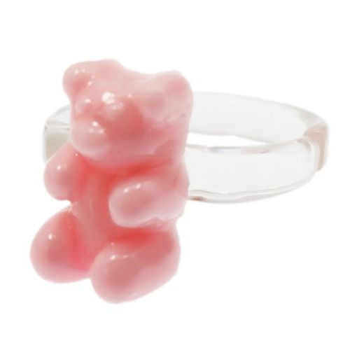 Bagues Acryliques D'animaux D'ours Drôles Mignons Pour Des Femmes, Résine Colorée De Bande Dessinée, Bague Transparente Pour Des Filles, Cadeau De Bijoux De Partie
