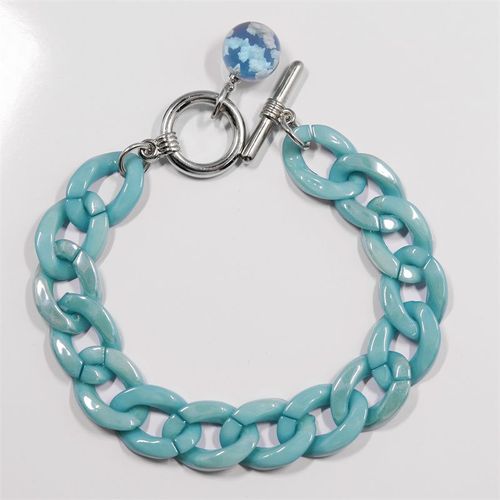 Bracelet De Cheville En Résine Transparente Pour Femmes Et Filles, Bijou Chic Avec Pendentif En Forme De Lune, Chaîne En Nuage, Bleu Ciel Et Blanc