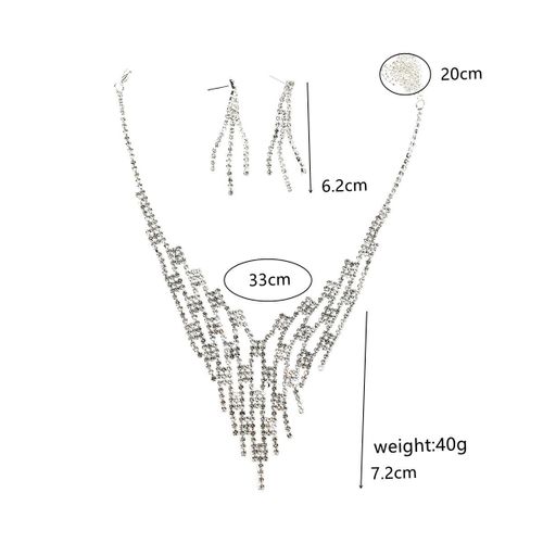 Ensemble De Boucles D'oreilles Et Collier En Cristal Pour Femme, Bijoux De Fiançailles, De Luxe, Classique, À La Mode, Pour Fête De Mariage, Bijoux De Mariée
