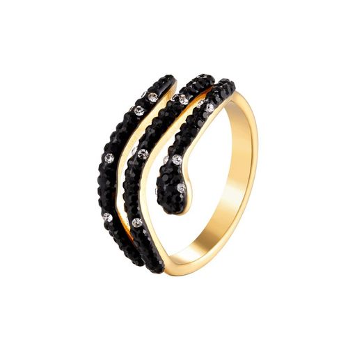 Bague En Acier Inoxydable Pour Femme, Cristal Noir Et Blanc, Bijoux De Document En Or, Cadeau De Marque, Vente En Gros, Nouvelle Mode, Salle