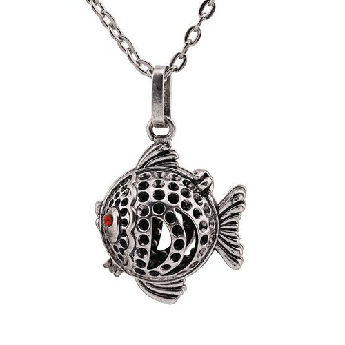 Collier Aromathérapie En Forme De Poisson Rouge Pour Femmes, Boule De Musique, Diffuseur D'huile Essentielle, Médaillon De Parfum Vintage, Pendentif Couronne, Bijoux À La Mode