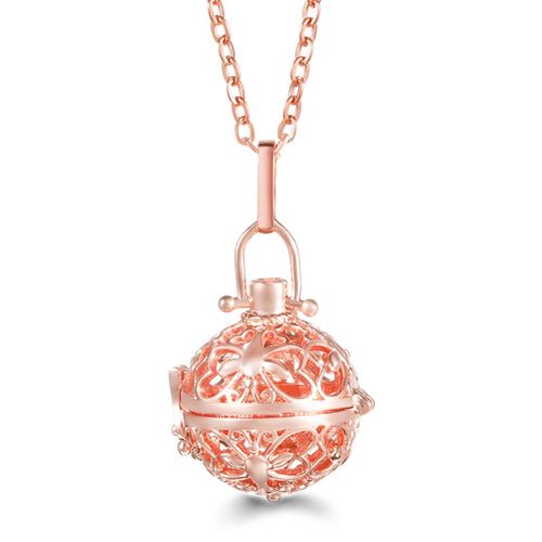 Collier Pendentif Boule De Musique Rose Doré Pour Femme, Diffuseur D'huiles Essentielles, Bijoux D'aromathérapie Exquis, Mexique, Tendance
