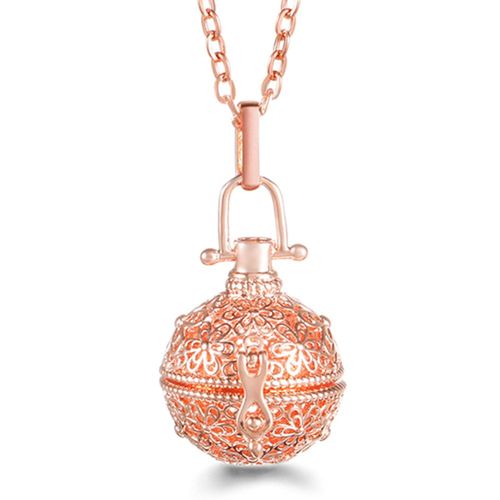 Collier Pendentif Boule De Musique Rose Doré Pour Femme, Diffuseur D'huiles Essentielles, Bijoux D'aromathérapie Exquis, Mexique, Tendance