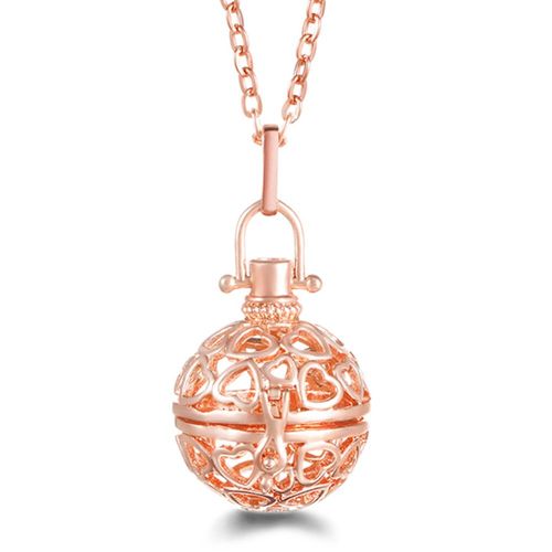 Collier Pendentif Boule De Musique Rose Doré Pour Femme, Diffuseur D'huiles Essentielles, Bijoux D'aromathérapie Exquis, Mexique, Tendance