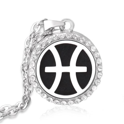 Collier Médaillon Diffuseur Douze Constellations En Acier Inoxydable, Pendentif Sexuellement, Huile Essentielle, Aromathérapie, Cadeau Bijoux Femme, Neuf