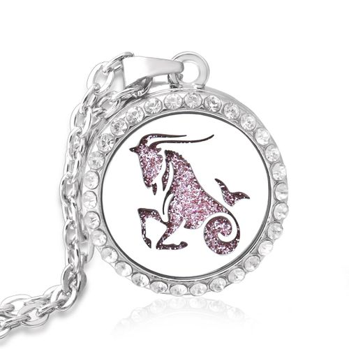 Collier Médaillon Diffuseur Douze Constellations En Acier Inoxydable, Pendentif Sexuellement, Huile Essentielle, Aromathérapie, Cadeau Bijoux Femme, Neuf