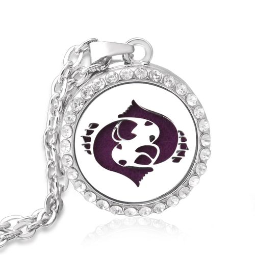 Collier Médaillon Diffuseur Douze Constellations En Acier Inoxydable, Pendentif Sexuellement, Huile Essentielle, Aromathérapie, Cadeau Bijoux Femme, Neuf