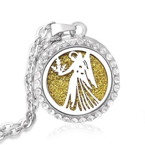 Collier Médaillon Diffuseur Douze Constellations En Acier Inoxydable, Pendentif Sexuellement, Huile Essentielle, Aromathérapie, Cadeau Bijoux Femme, Neuf