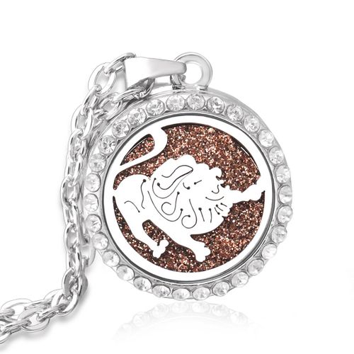 Collier Médaillon Diffuseur Douze Constellations En Acier Inoxydable, Pendentif Sexuellement, Huile Essentielle, Aromathérapie, Cadeau Bijoux Femme, Neuf