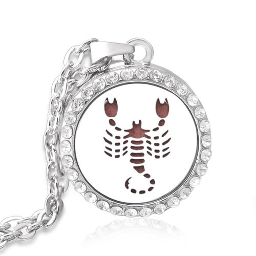 Collier Médaillon Diffuseur Douze Constellations En Acier Inoxydable, Pendentif Sexuellement, Huile Essentielle, Aromathérapie, Cadeau Bijoux Femme, Neuf