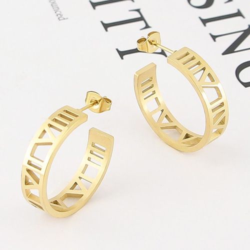 Boucles D'oreilles En Titane Et Acier Pour Femmes, Bijoux De Marque De Luxe, Magnifiques Et Charmantes, Avec Chiffres Romains De 6mm De Large, De Qualité Supérieure, Nouvelle Collection