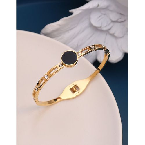 Bracelet Ouvert En Acier Inoxydable Pour Femme, Coquillage Noir, Cristal Creux, Bijoux De Printemps, Cadeaux D'amour, Mode Chaude, Vente En Gros
