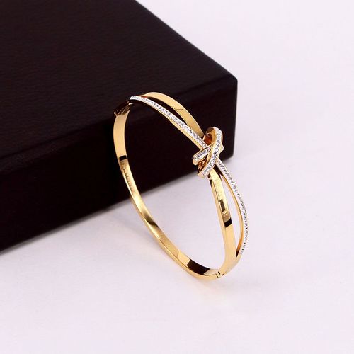Bracelet En Zircon Demi-Cercle Pour Femme, Design Classique, Acier Inoxydable, Or, Rose, Argent, Bijoux De Couleur, Vente En Gros, Bg34