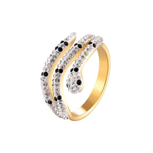 Bague En Acier Inoxydable Pour Femme, Cristal Noir Et Blanc, Bijoux De Salle, Cadeau De Marque, Document En Or, Vente En Gros, Nouvelle Mode