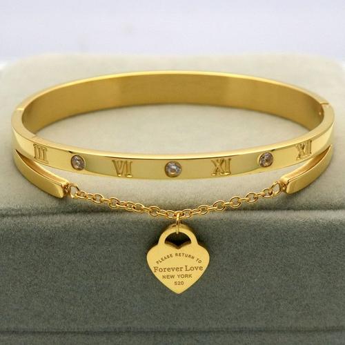 Bracelet Avec Pendentif C?ur Et Message D'amour Gravé Pour Femme, Bijou De Poignet En Titane, Inox, Conception De Luxe, De Marque, Forever Love