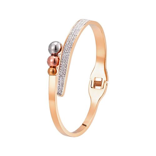 Bracelet Demi-Cristal En Boule D'acier Inoxydable Lisse, Trois Couleurs, À La Mode, Pour Femmes, Amour, Cadeau De Mariage, Bijoux, Vente En Gros