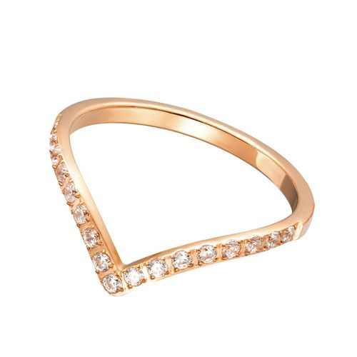 Bague En Zircon Incrusté En Forme De V Cnc Pour Femmes, Bague D'amour En Acier Titane, Bijoux, Cadeau De Fête Des Mères, Vente En Gros