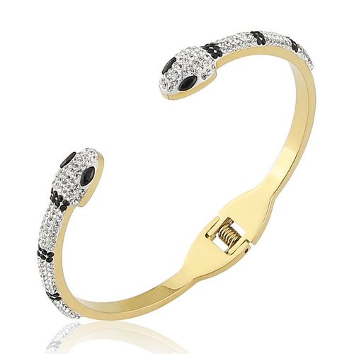 Bracelets D'ouverture De Tête De Double Salle Pour Femmes, Bijoux En Acier Inoxydable, Cristal Noir Et Blanc, Bracelet, Cadeaux D'amour, Vente En Gros, Nouveau