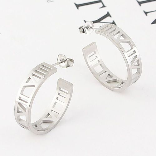 Boucles D'oreilles En Titane Et Acier Pour Femmes, Bijoux De Marque De Luxe, Magnifiques Et Charmantes, Avec Chiffres Romains De 6mm De Large, De Qualité Supérieure, Nouvelle Collection