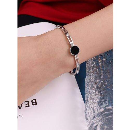 Bracelet Ouvert En Acier Inoxydable Pour Femme, Coquillage Noir, Cristal Creux, Bijoux De Printemps, Cadeaux D'amour, Mode Chaude, Vente En Gros