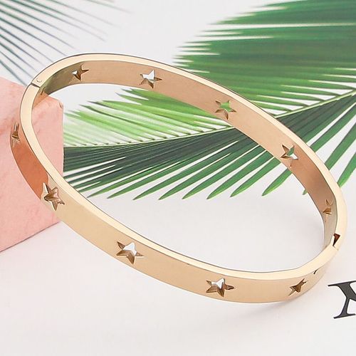 Bijoux De Mode Creux 10 Étoiles Bracelets & Bracelet En Acier Inoxydable Or Rose Et Argent Couleur Amour Marque Bracelet Pour Femmes