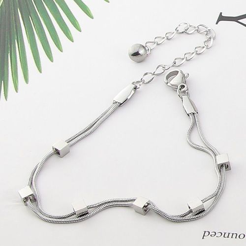 Bijoux En Acier Inoxydable, Double Couche, Os De Serpent, Six Petits Bracelets Carrés, Cadeau Pour Femmes, Vente En Gros, Sl0001
