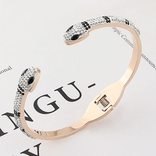 Bracelets D'ouverture De Tête De Double Salle Pour Femmes, Bijoux En Acier Inoxydable, Cristal Noir Et Blanc, Bracelet, Cadeaux D'amour, Vente En Gros, Nouveau