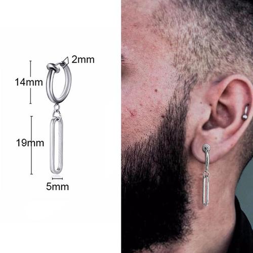 Boucle D'oreille En Forme De Triangle Irrégulier Unisexe, Style Rock, Anneau Clip Conque Le Plus Cool, Effet Piercing Sans Perçage, Bijou Comprenant Une Chaîne Longue Pour Homme