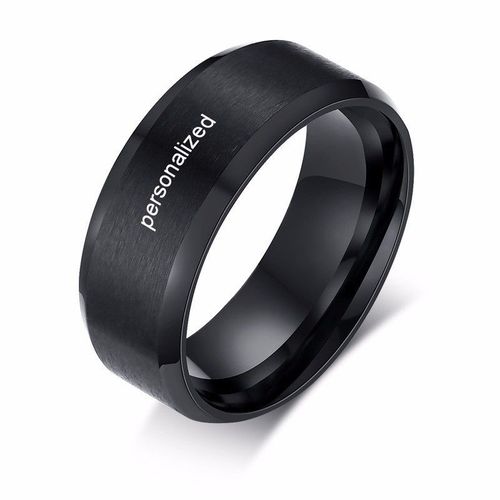 Bague De Mariage Noire En Acier Inoxydable Pour Homme, Finition Brossée, Motif De Circuit Imprimé, Gravure Au Laser, 8mm