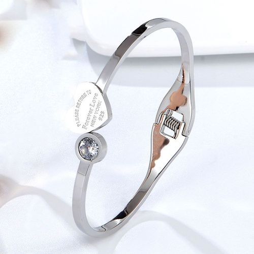 Bracelet Ouvert En Acier Inoxydable Pour Femme, Taille Réglable, Cristal Et Coeur De Pêche, Bijoux De Marque, Cadeau D'amour, Printemps, Nouveauté