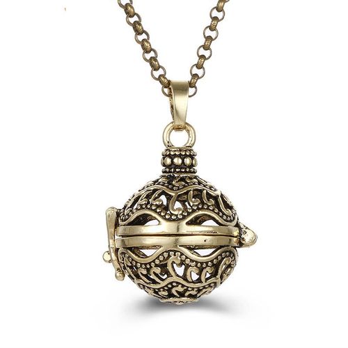 Diffuseur D'aromathérapie Vintage Du Mexique Pour Femme, Médaillons D'appel, Collier Doré, Pendentif De Haute Qualité, Bijoux Simples, Cadeau Tendance