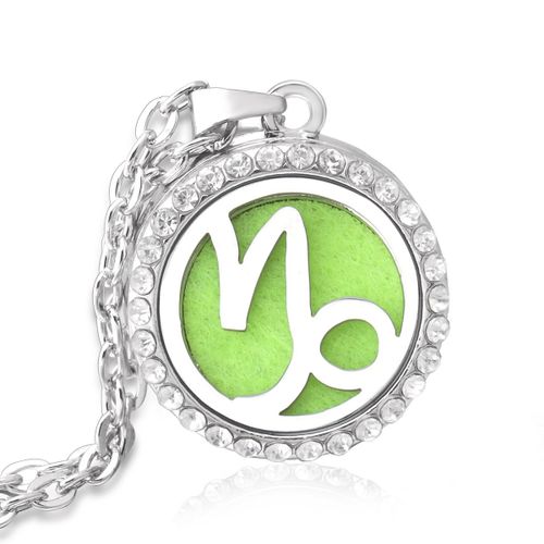 Collier Médaillon Diffuseur Douze Constellations En Acier Inoxydable, Pendentif Sexuellement, Huile Essentielle, Aromathérapie, Cadeau Bijoux Femme, Neuf