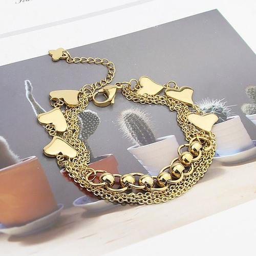 Bracelets À Breloques Coeur Et Perles Pour Femmes, Accessoires Multimodes, Nouveau Style, Marque, Document En Or
