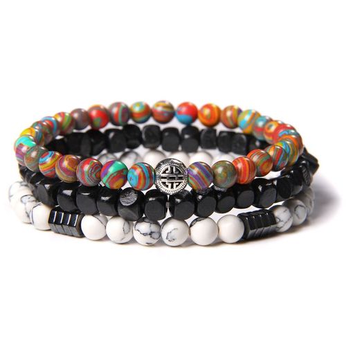Bracelets En Amazonite Naturelle Pour Hommes Et Femmes, Breloques En Bois Noir Carré, Couleur Argent, Perles En Pierre De 6mm, Bijoux Élastiques, Cadeaux Pour Femmes