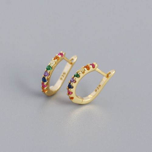 Boucles D'oreilles Bohémiennes En Argent Sterling 925 Pour Femmes, Bijoux Fins En Forme De Cercle De Piercing, Huggies En Cristal De Couleur Simple, A45