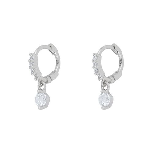 Boucles D'oreilles Créoles En Argent Regardé 925 Pour Femmes, Pendentif Gemme En Cristal, Style Européen Et Américain, Bijoux Fantaisie