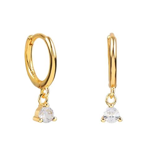 Boucles D'oreilles Créoles En Argent Regardé 925 Pour Femmes, Aiguilles D'oreille, Bijoux De Mariage, Cristal Blanc, Or, Luxe, Mode