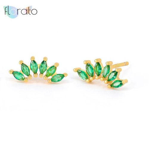 Boucles D'oreilles Créoles En Argent Regardé 925, Boucles D'oreilles En Cristal Coloré, Petit Goujon Exquis, Bijoux À La Mode, Bleu, 430