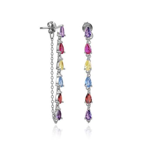 Boucles D'oreilles Créoles Géométriques Colorées, Aiguille D'oreille Luxueuse, Argent Regardé 925, Collier De Mode, Ensemble De Matiques Rondes, Bijoux De Mariage