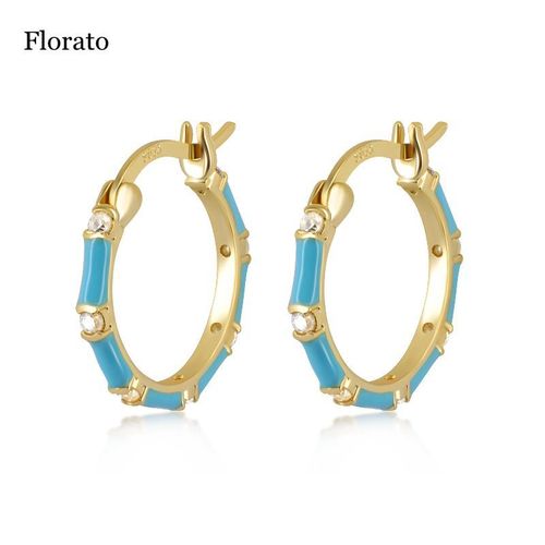 Florato-Boucles D'oreilles Créoles En Argent Regardé 925 Pour Femme, Bleu, Turquoise, Goutte D'oreille, Bijoux, Vente En Gros