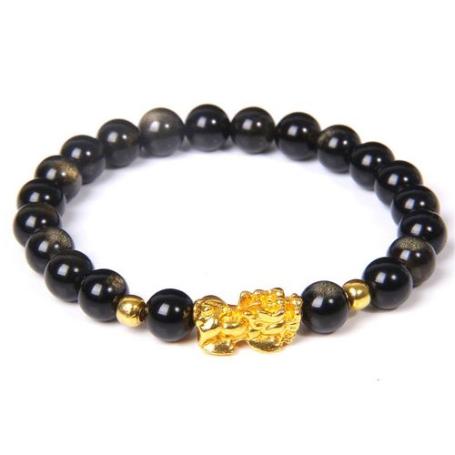 Bracelets En Obsidienne Pour Femmes, Bijou Pixiu, Pierre Naturelle, Perles De Bouddha, Six Gromotto