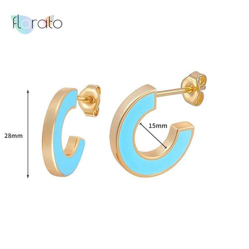 Boucles D'oreilles Créoles En Argent Regardé 925 Pour Femmes, Boucles D'oreilles En Émail, Goutte Géométrique, Bijoux Haut De Gamme, Mode, Bleu, 430