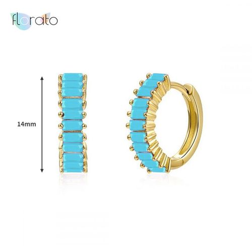 Boucles D'oreilles Créoles En Argent Regardé 925 Pour Femmes, Boucles D'oreilles En Émail, Goutte Géométrique, Bijoux Haut De Gamme, Mode, Bleu, 430