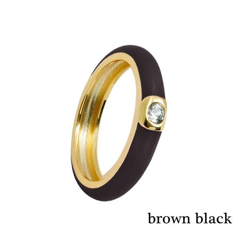 Bagues Brillantes En Zircon Plaqué Or 24k Et Émail Argenté Pour Femmes, Anneaux Ronds Et Simples En Métal, Vente En Gros, Offre Spéciale