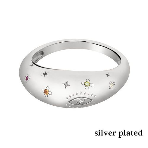 Bagues Brillantes En Zircon Plaqué Or 24k Et Émail Argenté Pour Femmes, Anneaux Ronds Et Simples En Métal, Vente En Gros, Offre Spéciale