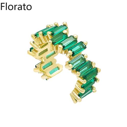 Boucles D'oreilles Plaquées Or 24 Carats Pour Femmes, Cube En Forme De C Coloré, Clip Sur Earcuff, Boucle D'oreille Sans Piercing, Bijoux, 1 Pièce