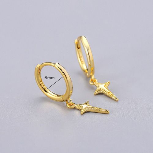 Boucles D'oreilles Créoles En Argent Regardé 925 Pour Dames, Pendentif En Diamant Croisé Exquis, Prévention Des Allergies, Mode