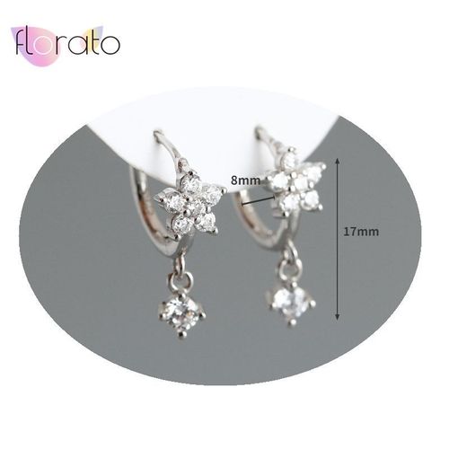 Boucles D'oreilles Créoles En Argent Regardé 925 Pour Femmes, Série En Argent Pur, Pendentif Fleur Papillon Géométrique, Bijoux En Cristal