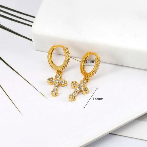 Boucles D'oreilles Créoles En Argent Regardé 925 Pour Dames, Pendentif En Diamant Croisé Exquis, Prévention Des Allergies, Mode